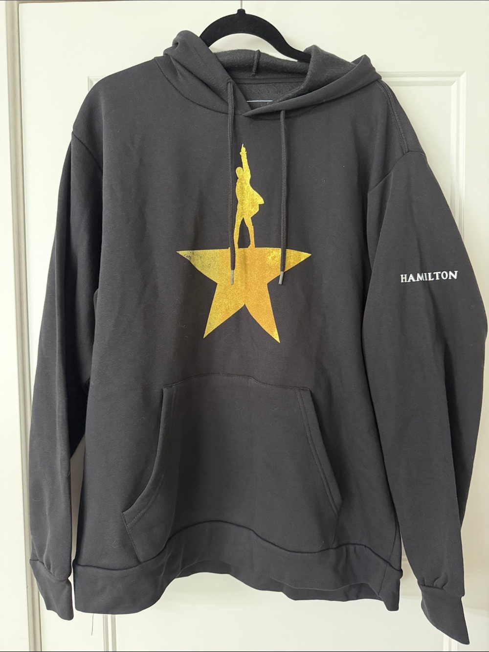 Hamilton Black Crewneck Hoodie with Gold Star Logo NWOT